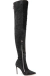 GIANVITO ROSSI WOMAN SUEDE THIGH BOOTS BLACK,US 4772211931971445