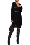 IRO WOMAN OPEN KNIT-TRIMMED KNITTED DRESS BLACK,US 1998551929195972