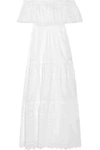 Valentino Off-the-shoulder Broderie Anglaise Cotton-blend Maxi Dress In White