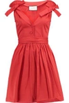 ALEXIS ALEXIS WOMAN KELSI BOW-EMBELLISHED COTTON-BLEND MINI DRESS RED,3074457345618225514