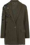 ETRO WOMAN EMBELLISHED RIBBED WOOL-BLEND JACKET ARMY GREEN,GB 4772211931120892