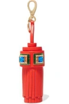 ANYA HINDMARCH WOMAN STONES GHOST CRYSTAL-EMBELLISHED LEATHER TASSEL KEYCHAIN TOMATO RED,GB 4772211931985024