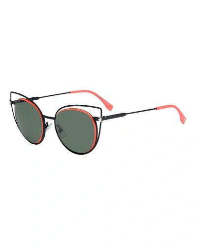 Fendi Round Wire-rim Sunglasses In Black