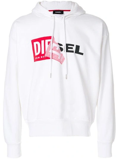 Diesel 'not Cool Anymore' Hoodie In White