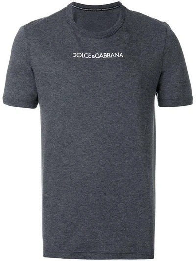 Dolce & Gabbana Embroidered Logo T-shirt In Grey