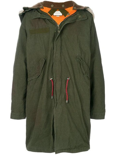 Gucci Oversized Printed Cotton-canvas Hooded Parka With Detachable Liner In Green