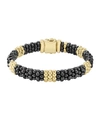 Lagos Gold & Black Caviar Collection 18k Gold & Ceramic Beaded Five Station Bracelet