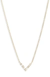 Ef Collection Mini Diamond Chevron Pendant Necklace In Yellow Gold