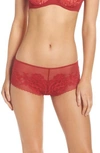 Natori Flora Lace Hipster Briefs In Burnt Red
