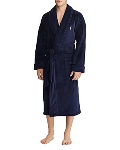 Polo Ralph Lauren Men's Plush Shawl-collar Dressing Gown In Navy