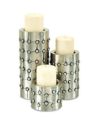 Uma Cylinder Pillar Candle Holders- Set Of 3 In Grey