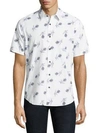 THEORY Feather-Print Button-Down Shirt