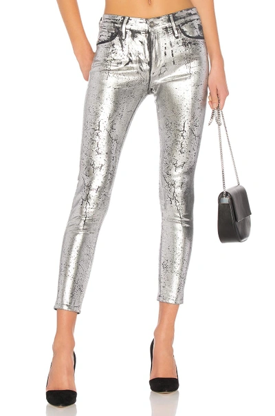 Ag Farrah Metallic Coated Skinny Jeans In Iced Silver