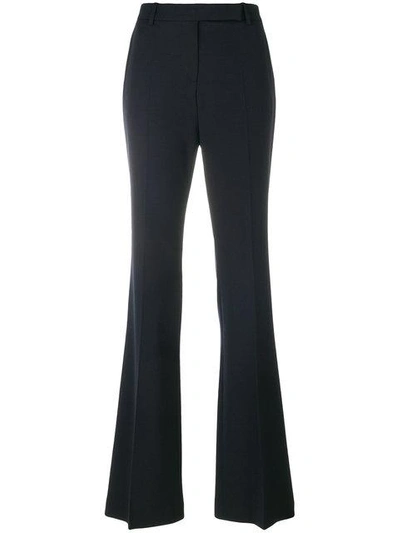 Alexander Mcqueen Grain De Poudre Wool Flared Pants In Blue - Navy