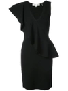 Diane Von Furstenberg Sleeveless Asymmetric Ruffle Front Dress In Black