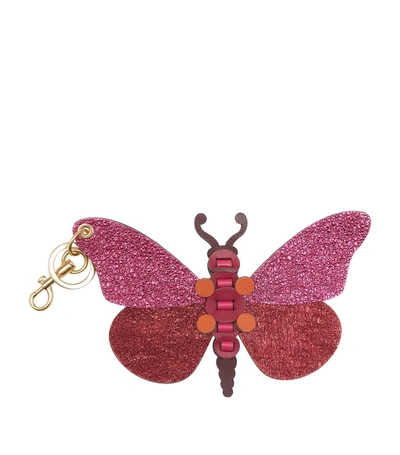 Anya Hindmarch Butterfly Keyring In Pink