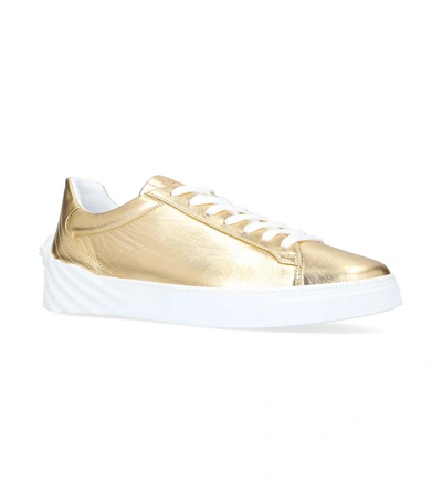Versace Back Medusa Metallic-leather Trainers In Gold