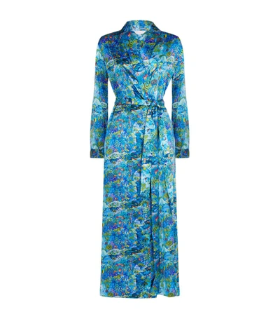 Derek Rose Brindisi Long Floral-print Silk Dressing Gown In Multi Pattern