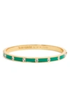 Kate Spade Crystal & Enamel Hinge Bangle In Green