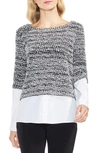 VINCE CAMUTO METALLIC KNIT MIX MEDIA TOP,9167612