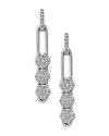 HULCHI BELLUNI 18K WHITE GOLD TRESORE DIAMOND TRIO LINEAR DROP EARRINGS,20401WW