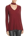 THREE DOTS RIBBED MOCK NECK TOP,QQ2572