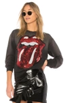 Madeworn Rolling Stones Sequins Sweatshirt In Dirty Black