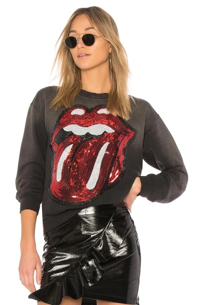Madeworn Rolling Stones Sequins Sweatshirt In Dirty Black