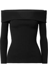 MICHAEL KORS OFF-THE-SHOULDER RIBBED-KNIT SWEATER
