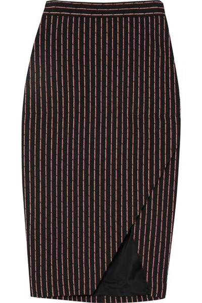 Altuzarra Wilcox Wrap-effect Pinstriped Cotton-blend Midi Skirt In Grey