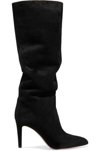 Gianvito Rossi 85 Suede Knee Boots In Black