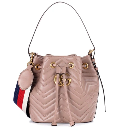 Gucci Gg Marmont Quilted Leather Bucket Bag In Pink