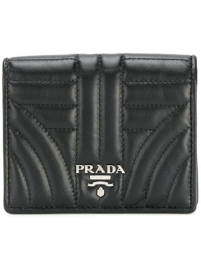 Prada Flap Logo Wallet In Black