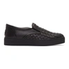 BOTTEGA VENETA BOTTEGA VENETA BLACK INTRECCIATO DODGER SLIP-ON SNEAKERS,370760 V0013