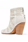 RAG & BONE WOMAN WOVEN LEATHER ANKLE BOOTS IVORY,US 2526016084832442