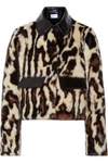 CARVEN WOMAN GLOSSED FAUX LEATHER-TRIMMED LEOPARD-PRINT FAUX FUR COAT ANIMAL PRINT,US 1071994537784282