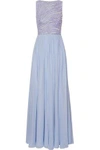ZUHAIR MURAD ZUHAIR MURAD WOMAN EMBELLISHED SILK-BLEND TULLE AND GEORGETTE GOWN LILAC,3074457345618240757