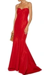 ZAC POSEN WOMAN STRAPLESS FLUTED SILK-FAILLE GOWN RED,US 1914431940465785