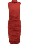 BAILEY44 WOMAN RUCHED STRETCH-JERSEY TURTLENECK DRESS RED,GB 4772211932031823