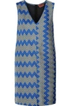 MISSONI WOMAN PANELED CROCHET-KNIT MINI DRESS BRIGHT BLUE,US 1071994536070347
