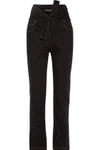 Y/PROJECT WOMAN TIE-FRONT HIGH-RISE STRAIGHT-LEG JEANS BLACK,US 4772211933207018