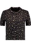 MARC BY MARC JACOBS WOMAN METALLIC LEOPARD-PRINT WOOL-BLEND TOP CHOCOLATE,US 4772211931007098