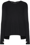HELMUT LANG WOMAN OPEN-BACK RIBBED-KNIT SWEATER BLACK,US 4772211931121144