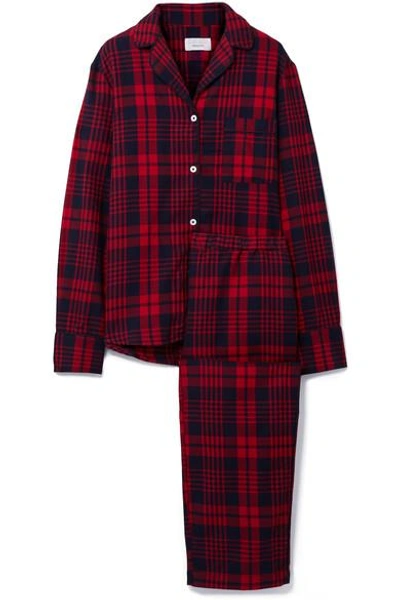 Three J Nyc Etoile Checked Cotton-flannel Pyjama Set In Red/navy Check