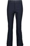 DEREK LAM 10 CROSBY WOMAN CROPPED LACE-UP STRETCH-COTTON TWILL BOOTCUT PANTS MIDNIGHT BLUE,US 2526016082577114