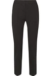 OSCAR DE LA RENTA WOMAN SATIN-TRIMMED WOOL-BLEND TWILL STRAIGHT-LEG PANTS BLACK,US 2526016082787576