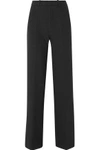 JOSEPH JOSEPH WOMAN FERGUS SATIN-TRIMMED STRETCH-TWILL WIDE-LEG PANTS BLACK,3074457345617292326