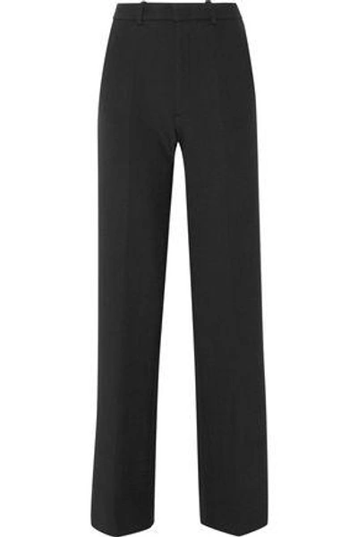 Joseph Woman Fergus Satin-trimmed Stretch-twill Wide-leg Trousers Black