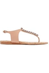 STELLA MCCARTNEY WOMAN CRYSTAL-EMBELLISHED FAUX LEATHER SANDALS PASTEL PINK,US 4772211933658256