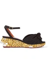 CHARLOTTE OLYMPIA Panthera suede and enamel wedge sandals,US 4772211931749140